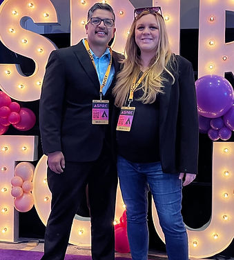 Jorge Banuelos, founder of JB Diagnostics and Programming, with his partner at an industry event